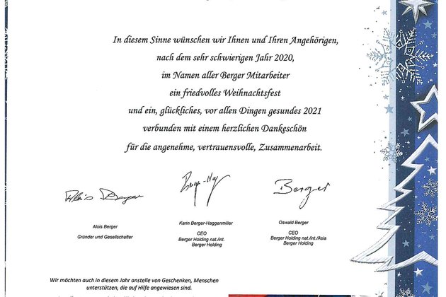 Weihnachtsbrief 2020