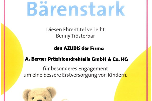 Berger Azubis erhalten Auszeichnung für Spende