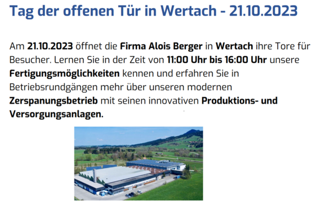 Tag der offenen Tür in Wertach